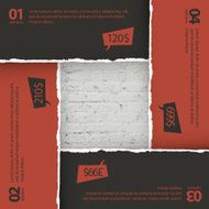 Bricks texture under torn papers Options composition