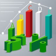 Modern 3d infographics options with dollar sign