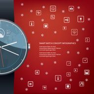 Realistic smart watch concept design with computer icons for applications