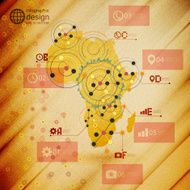 Africa map infographic design illustration wooden background vector