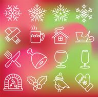 Christmas theme icons set