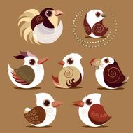 Bird set collection prehistoric color