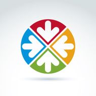 Vector abstract round icon with four arrow symbol