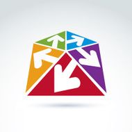 Vector abstract 3D icon with five arrow symbol design