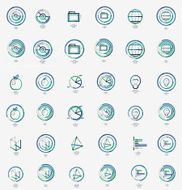 Minimal thin line design web icon set stamps N2