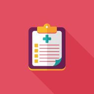 clinical record flat icon with long shadow