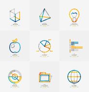 Minimal thin line design web icon set N9