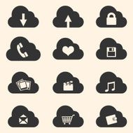 Vector Set of Cloud Icons with Different Conceptions N2