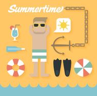 Vector illustration Flat Icons Set of Summer Holiday