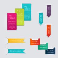 Set of colorful text box with steps trendy colors N4