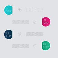 Vector colorful text box with steps trendy colors