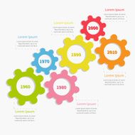 Colorful cogwheel gear timeline infographic template Flat design