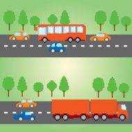 Pixel transportation infographic set Old school computer graphic style
