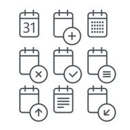Different calendar icons set with rounded corners N2