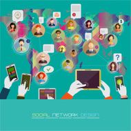 Social network concept Flat design for web sites and infographi