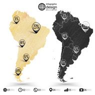 South America map wooden design texture infographics vector illustration