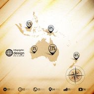Australia map wooden design background infographics vector illustration