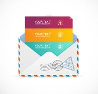 Vector mail postcard menu with 3 choices 123 N2