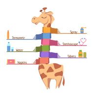 Flu Prevention Tips Vector illustration with giraffe