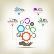 infographic hand with gears