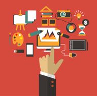 Flat design Business concept with hand Graphic design infographic
