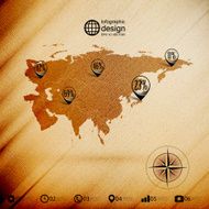 Eurasia map wooden design background infographics vector illustration