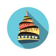 Flat Design Concept Cake with Candles Vector Illustration With L