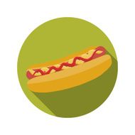Flat Design Concept Hot Dog Vector Illustration With Long Shadow N2