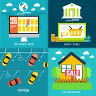 social business travel online banking parking and sale house