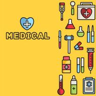 lines style medical equipment set icons concept background N2