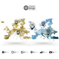 Europe map template triangle design infographics vector illustration