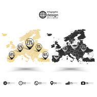 Europe map wooden design texture infographics vector illustration