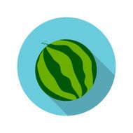 Flat Design Concept Watermelon Vector Illustration With Long Sha
