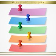 Modern vector paper sheet sticker infographics elements with pins