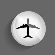 Airplane Glossy Icon Vector Illustration