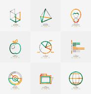 Minimal thin line design web icon set N14