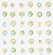 Minimal thin line design web icon set stamps N6