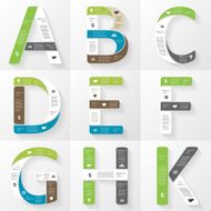 Vector font infographic diagram with letters