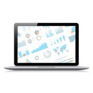 Laptop with infographic screen