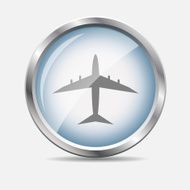 Airplane Glossy Icon Vector Illustration N2