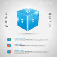 Abstract 3D shiny cube and gray icons - infographics template N2