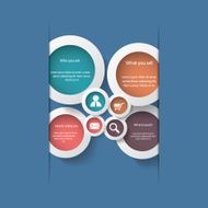Round white infographic elements with various icons N3