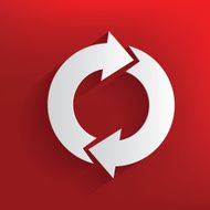 Refresh symbol on red background clean vector
