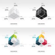 cube infographic template bottom view set