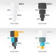 infographic template status 3d tower set