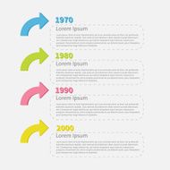 Timeline Infographic with colored arrows and text Template Flat design