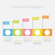 Timeline Infographic with empty circles flags and text Template Flat