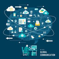 flat design concept with icons of global communication