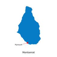 Detailed vector map of Montserrat and capital city Plymouth N2