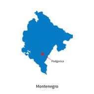 Detailed vector map of Montenegro and capital city Podgorica N2